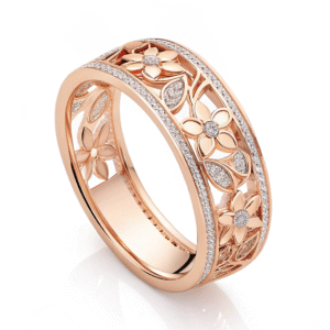 Floral Rose Gold Diamond Ring