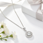 Halo Diamond-Style Pendant Necklace