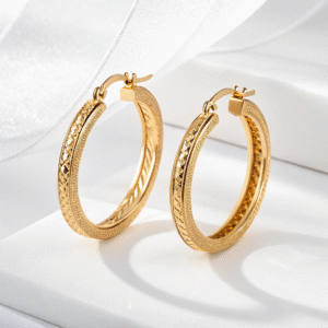 Engraved Gold Hoops